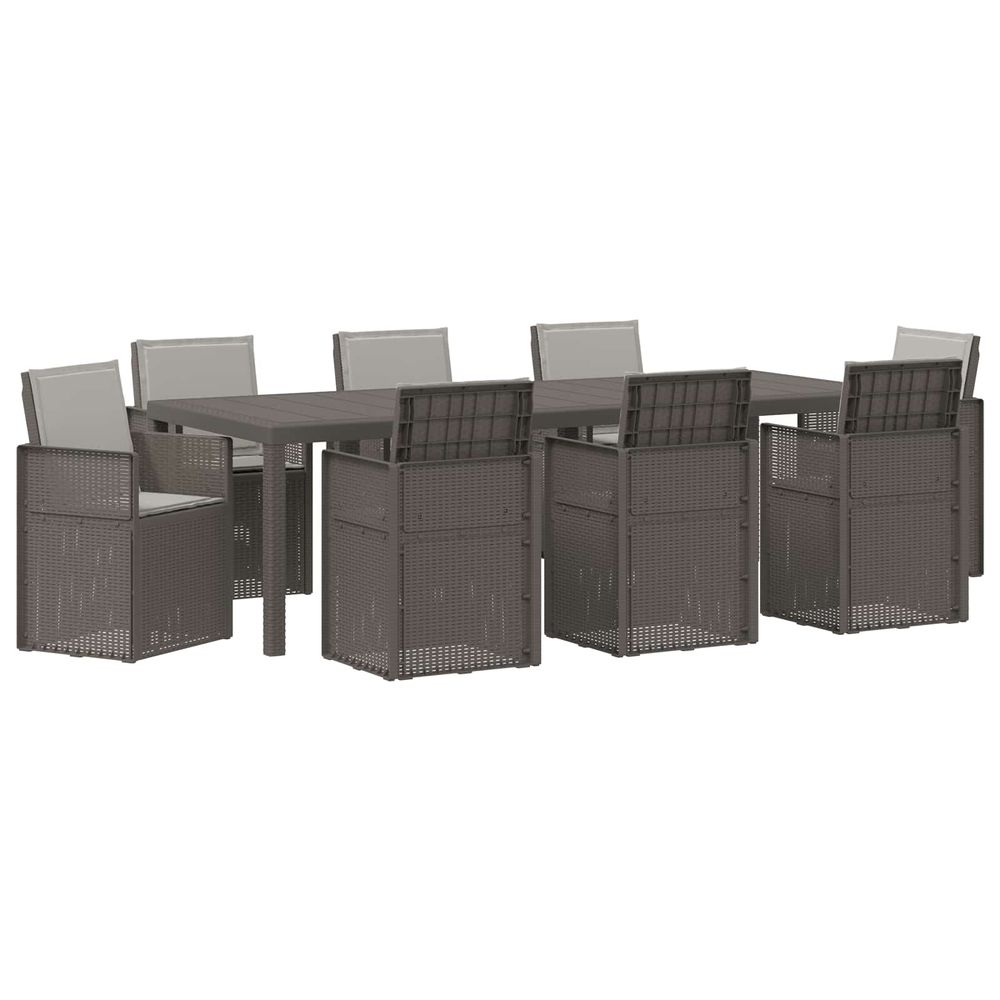 Ensemble de salle à manger pour jardin 9 pc gris clair pp