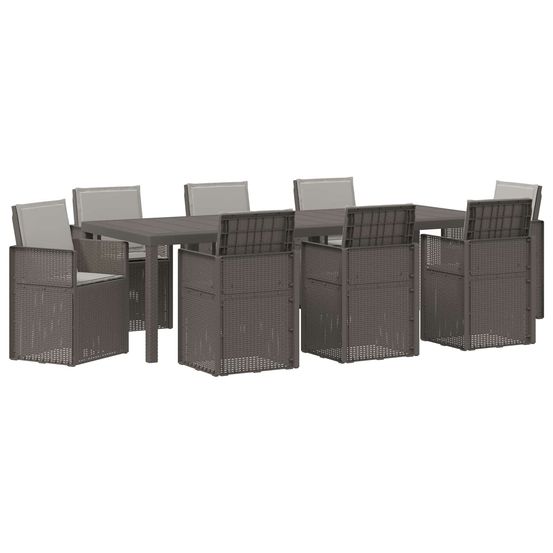 Ensemble de salle à manger pour jardin 9 pc gris clair pp