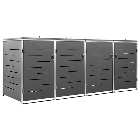 Abri pour quatre poubelles 276,5x77,5x115 cm inox