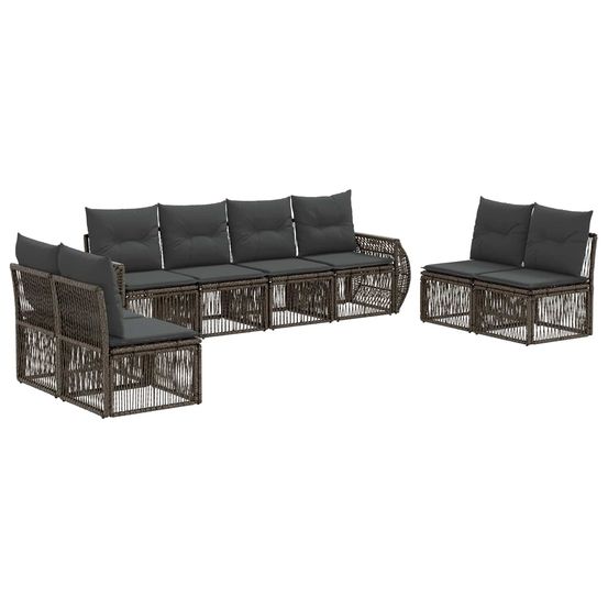 Ensemble de canapé de jardin 8 pc gris et gris foncé polyrotin