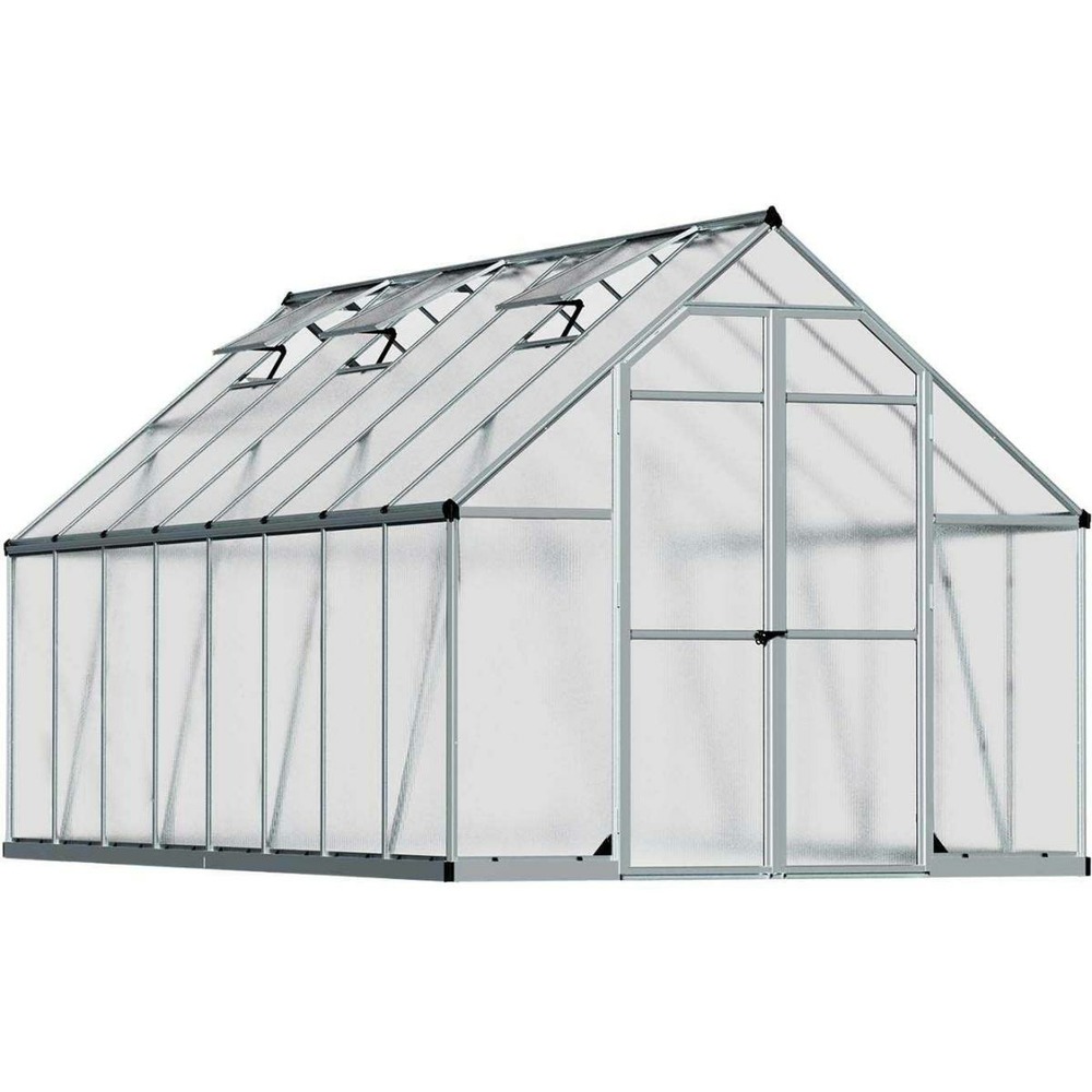 Serre de jardin en aluminium argent et polycarbonate essence 11. 8m²