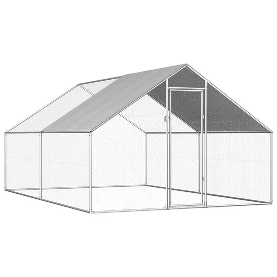 Grand enclos poulailler extérieur 4x2.75m acier galvanisé avec toit pe