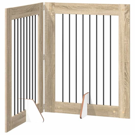 Porte de chien pliable avec supports 2 pc chêne sonoma 160,5 cm
