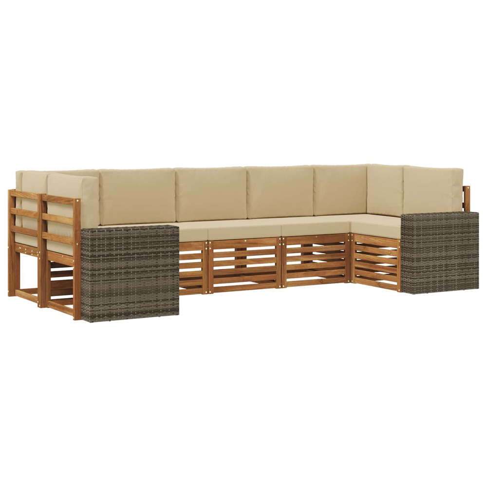 Ensemble de canapé d'angle 7 pcs naturel et beige polyester