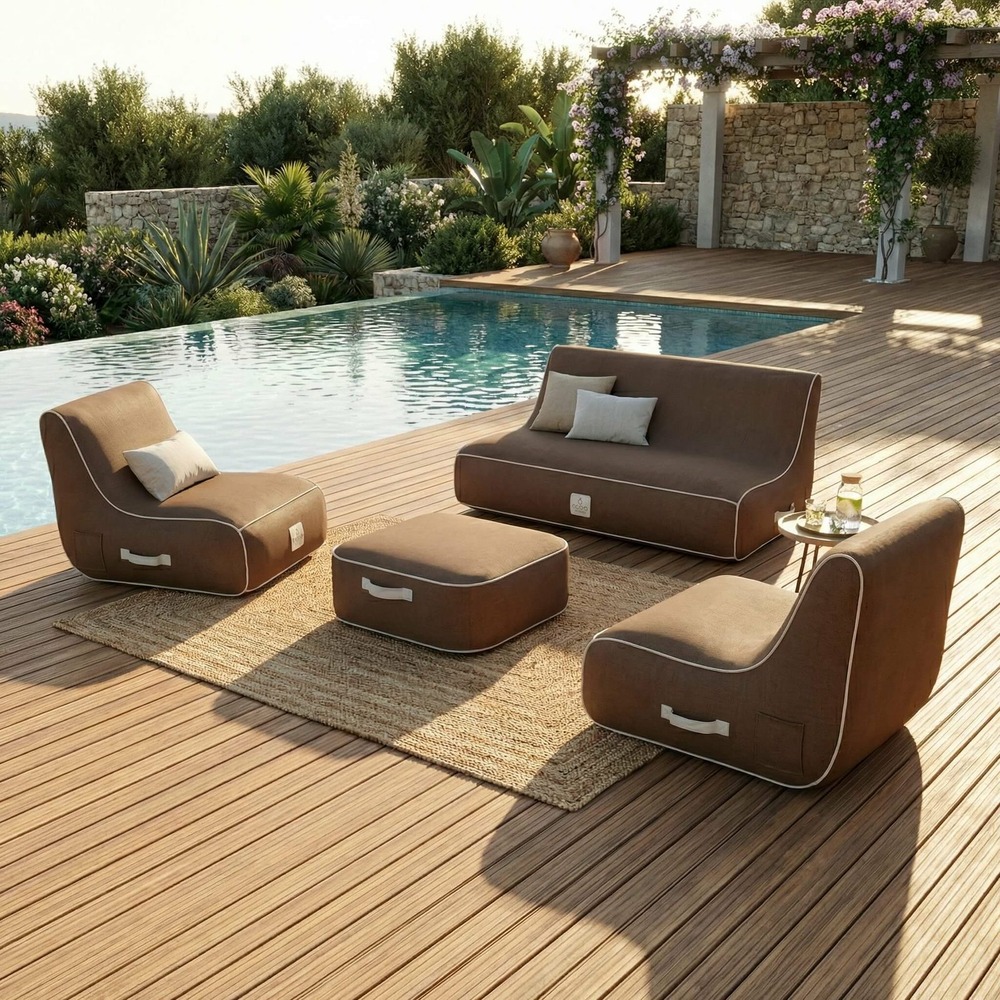 Salon de jardin gonflablemoka chocolat