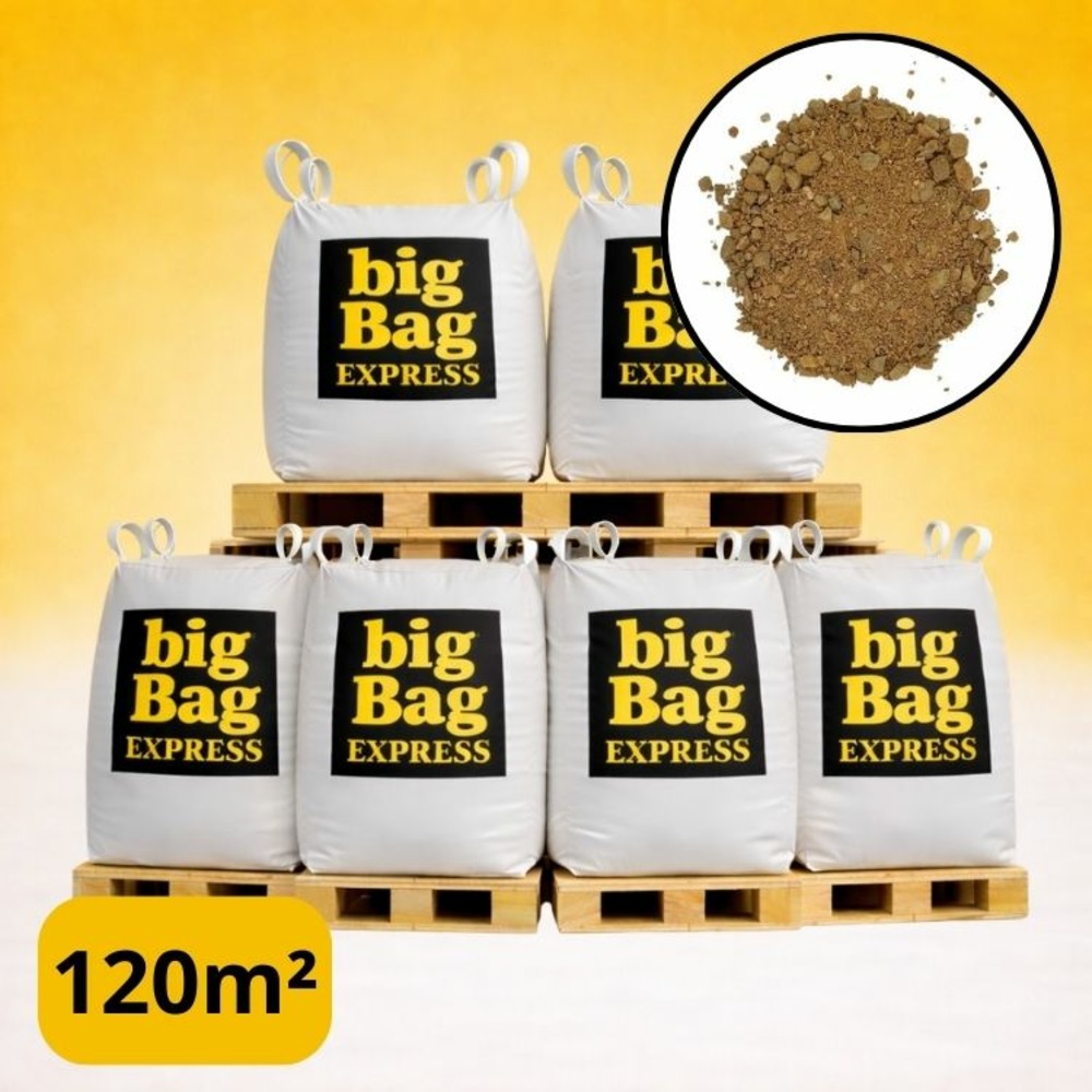 Pack 6 x big bag de +/-1,5t ≃ 120m² sable stabilisé beige pour terrain de pétanque ø 0/6 mm - livraison premium