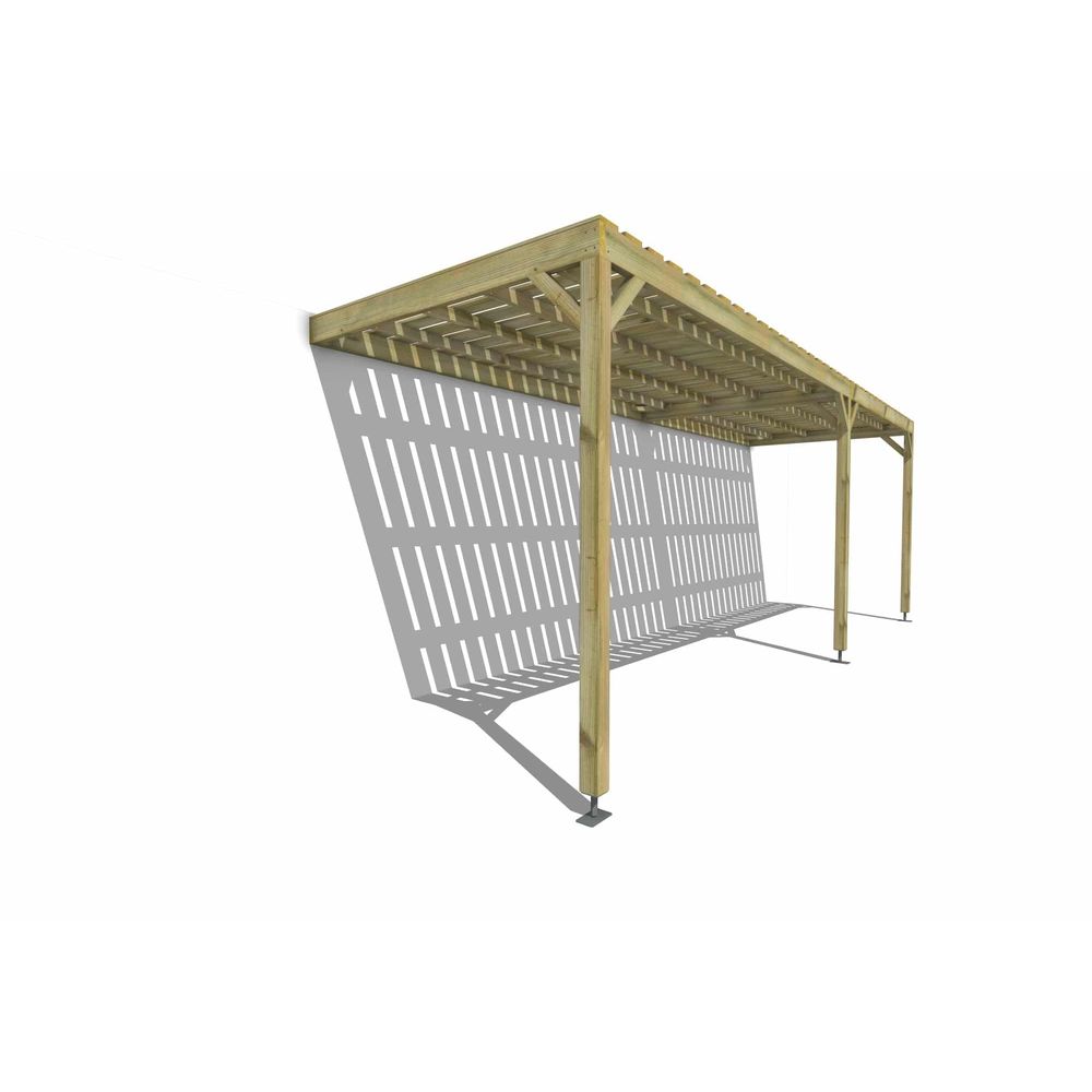 Pergola bois • 7m x 2m • adossée • sens largeur • platelage bois • livraison comprise