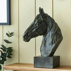 Tête de cheval noire polyrésine 33x15x40cm