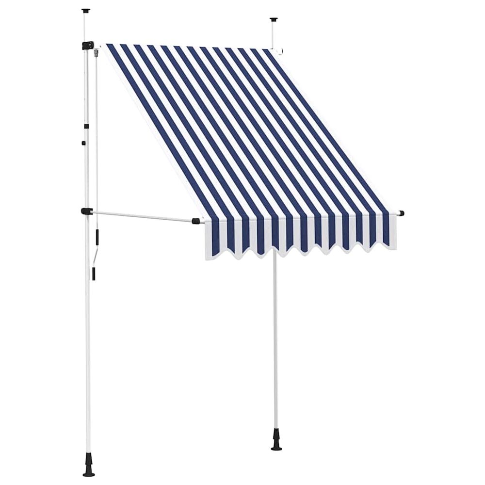 Auvent rétractable manuel 150 cm rayures bleues et blanches