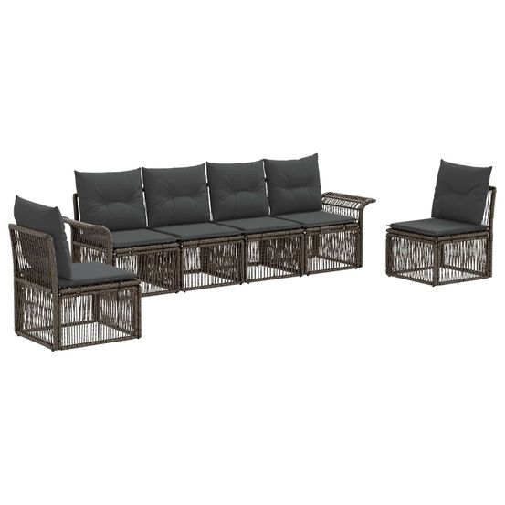 Ensemble de canapé de jardin 6 pc gris polyrotin