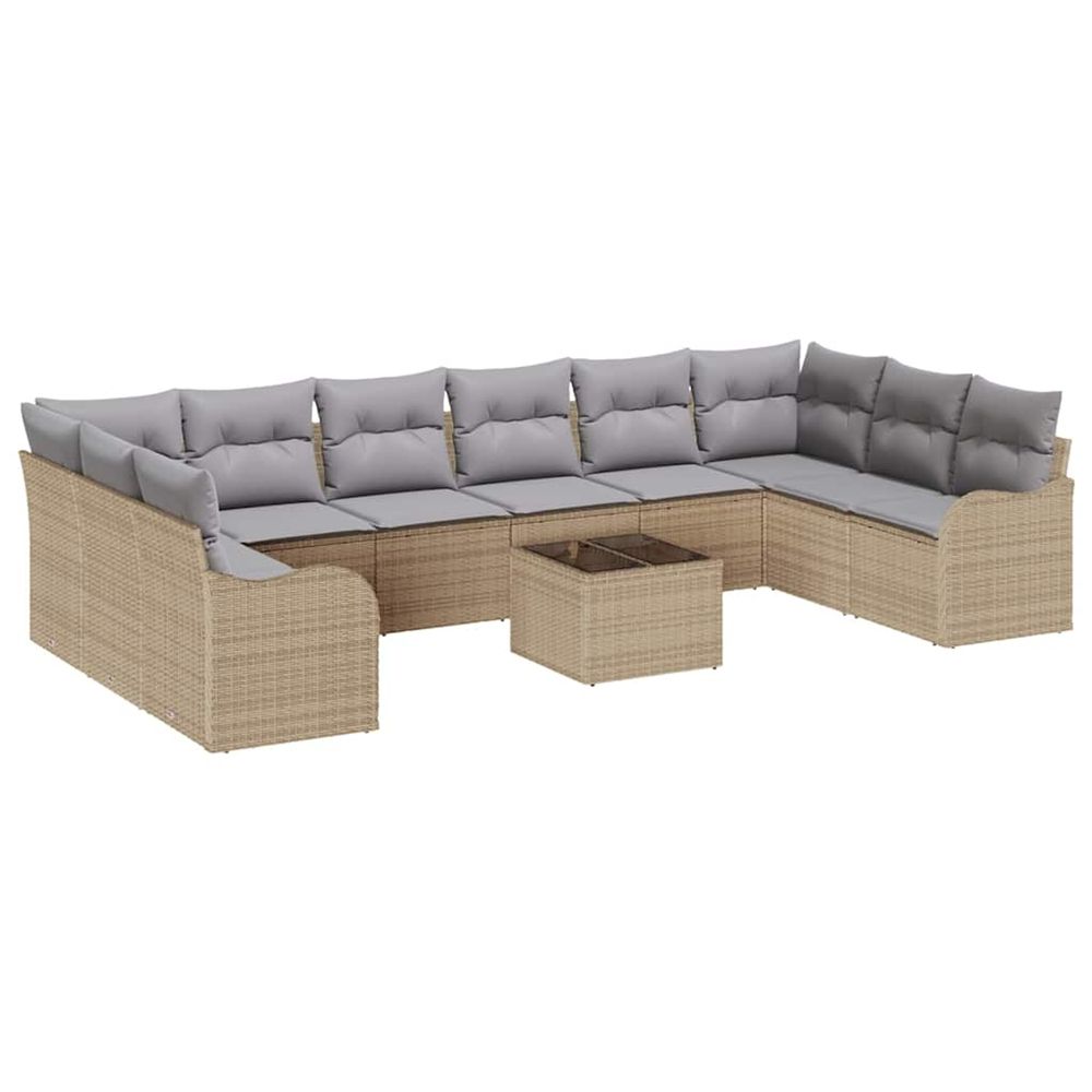 Ensemble de canapé de jardin beige 55 x 55 x 37 cm polyrotin