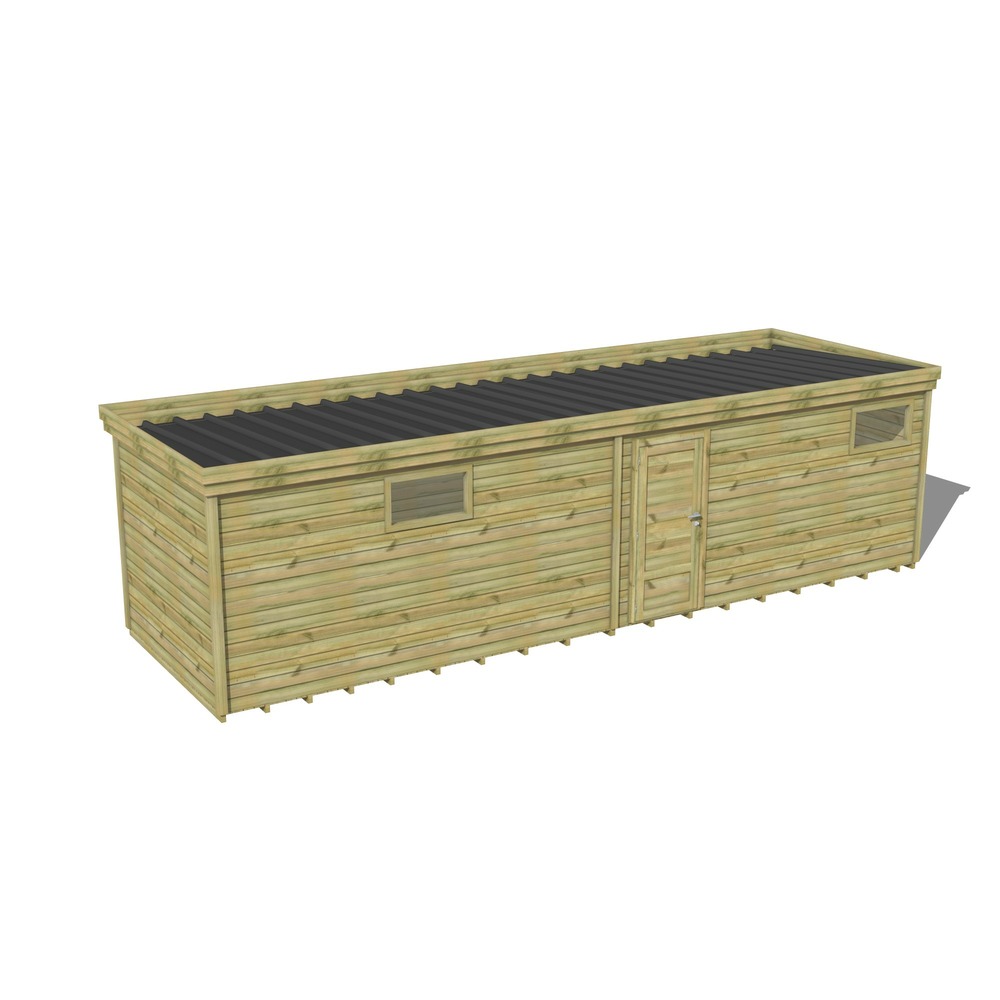 Abri de jardin bois pin traité autoclave 27mm - 9,09x2,64m / 24m2 - bac acier - plancher bois