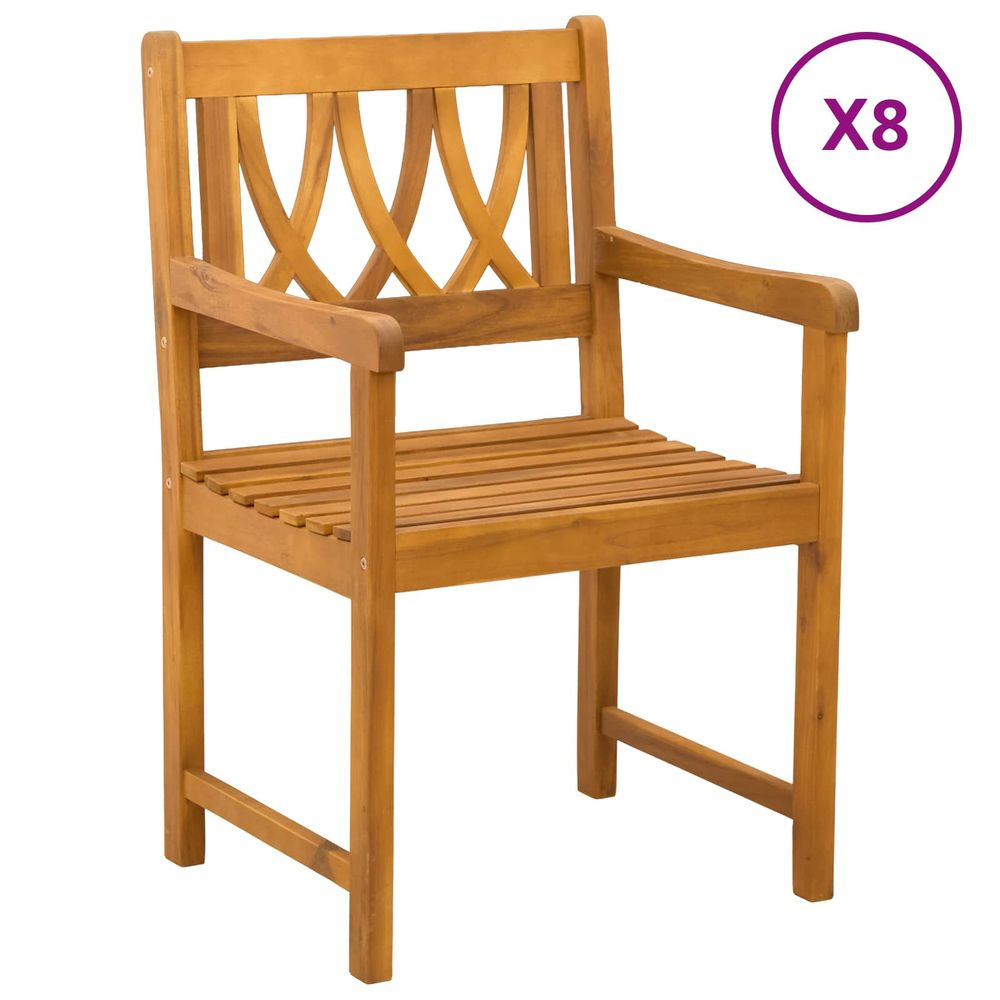 Chaises de jardin 8 pc naturel bois d'acacia massif