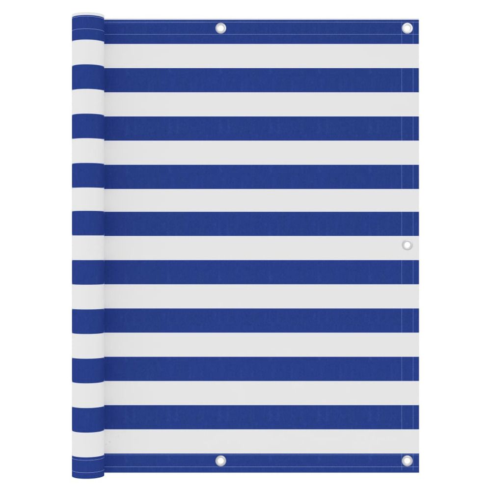 Écran de balcon blanc et bleu 120x600 cm tissu oxford