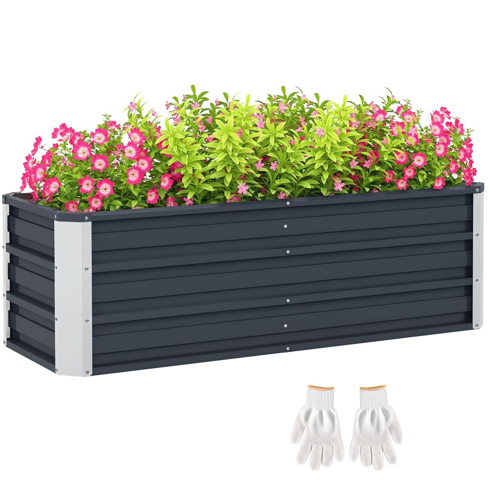 Carré potager en acier pour culture légumes à fond ouvert 125x47x44 cm gris anthracite