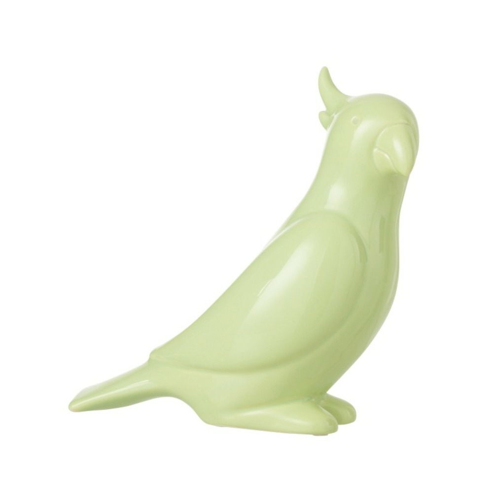 Statuette cacatoès en céramique vert 24x11x22 cm