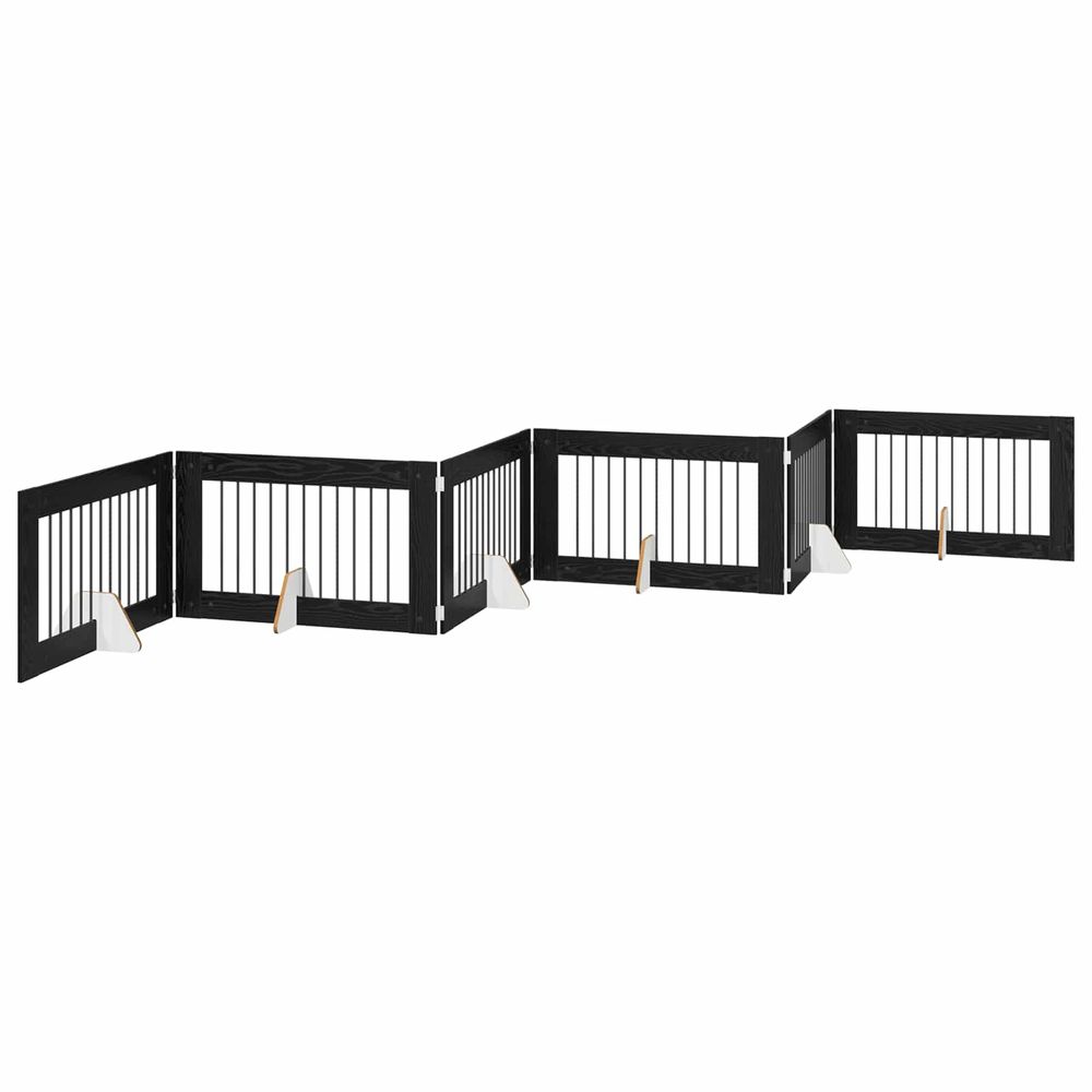 Porte de chien pliable avec supports 6 pc chêne noir 602 cm