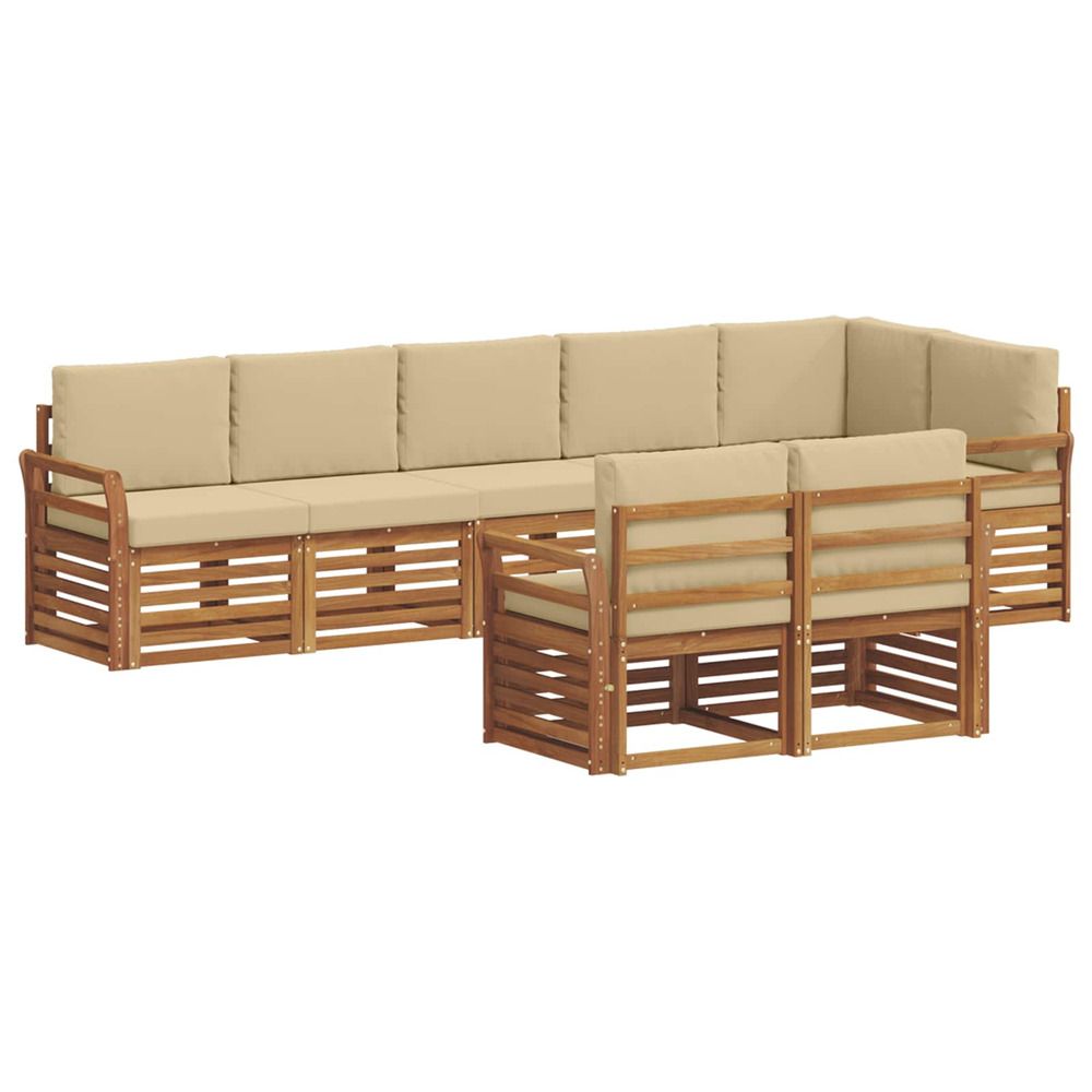 Ensemble de canapés d'extérieur 8 pc naturel et beige polyester