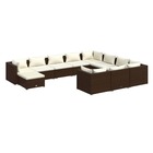 Salon de jardin meuble d'extérieur ensemble de mobilier 11 pièces avec coussins résine tressée marron