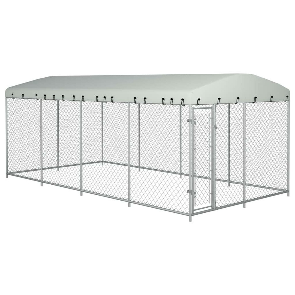 Chenil extérieur cage enclos parc animaux chien extérieur avec toit pour chiens 8 x 4 x 2 m