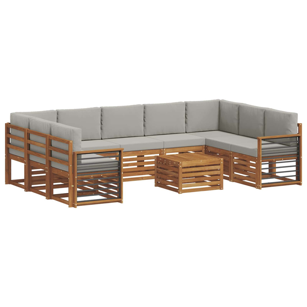 Ensembles de canapés avec coussin 10 pcs gris naturel et clair