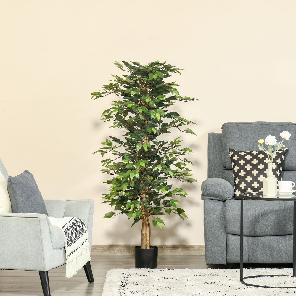 Ficus artificiel 150cm plante verte intérieur extérieur déco réaliste pot inclus