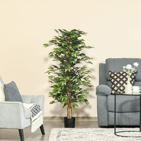 Ficus artificiel 150cm plante verte intérieur extérieur déco réaliste pot inclus
