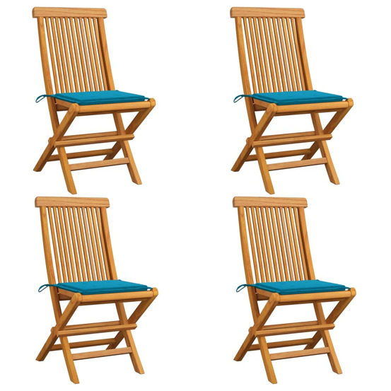 Chaises de jardin avec coussins bleu 4