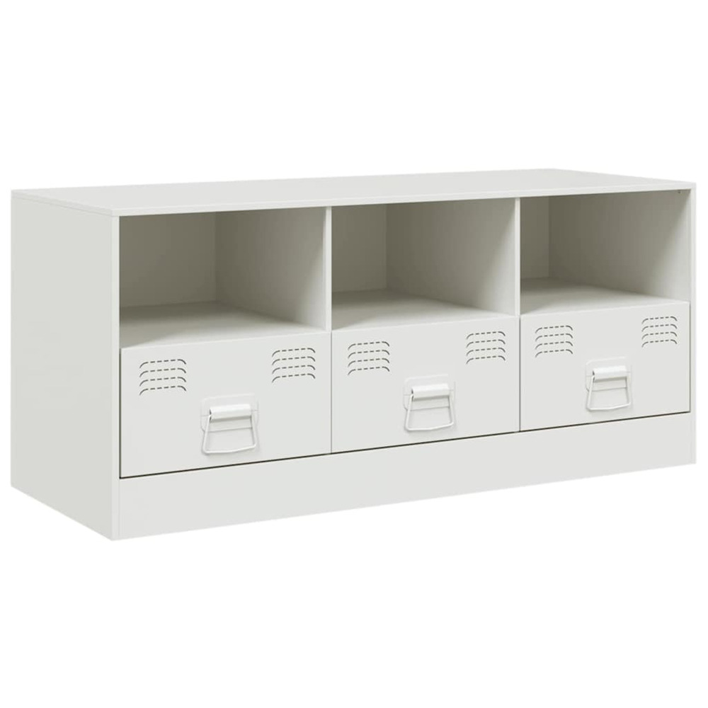 Meuble tv blanc 99x39x44 cm acier