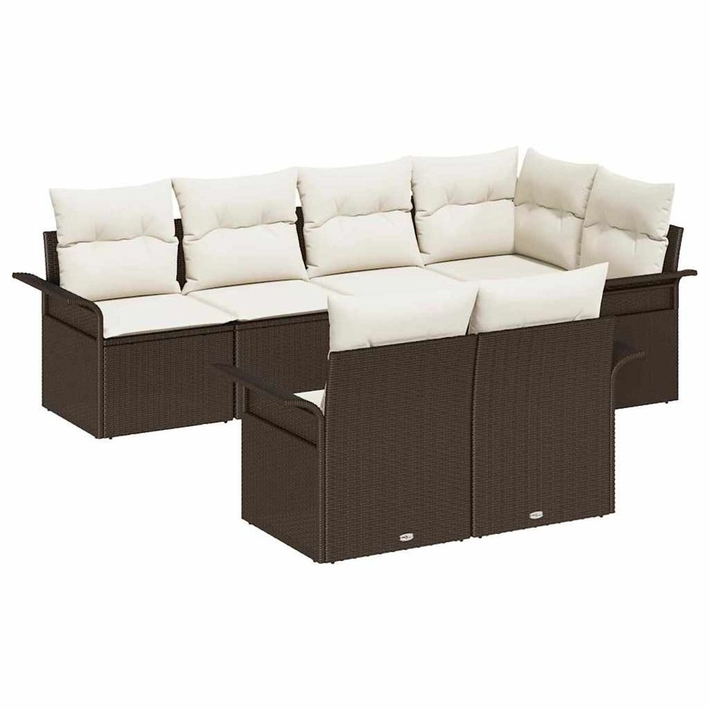 Ensemble de canapé de jardin 7 pc marron polyrotin