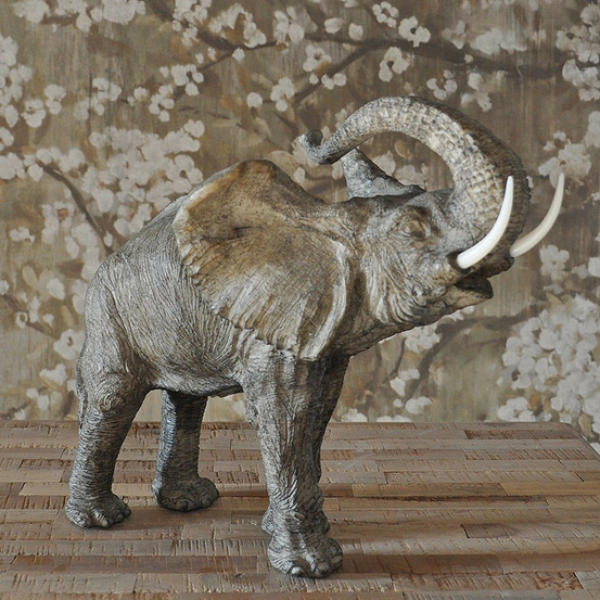 Statuette éléphant gris résine 38x20x30cm