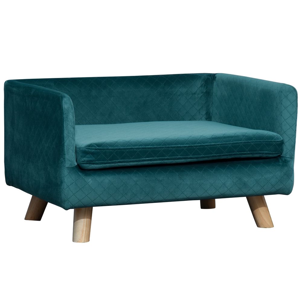 Canapé lit velours pour chien et chat repos ultra moelleux 64x45x36cm bleu canard - comfortxl outdoor living