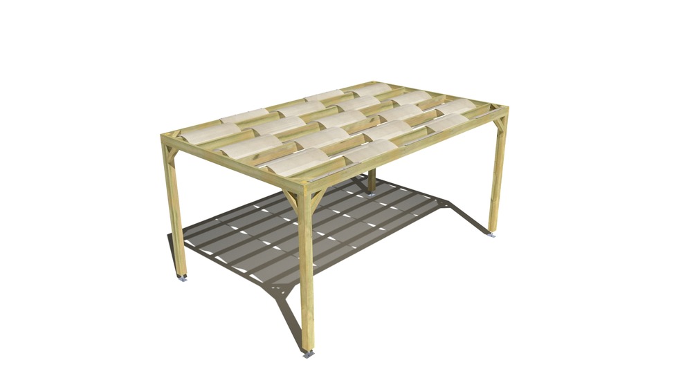 Pergola bois • 5m x 3m • indépendante • sens largeur • voilage semi-transparent inclus • livraison comprise