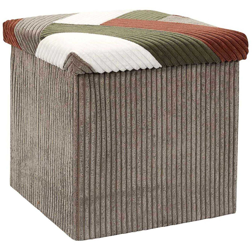Pouf coffre pliable patchwork côtelé scott