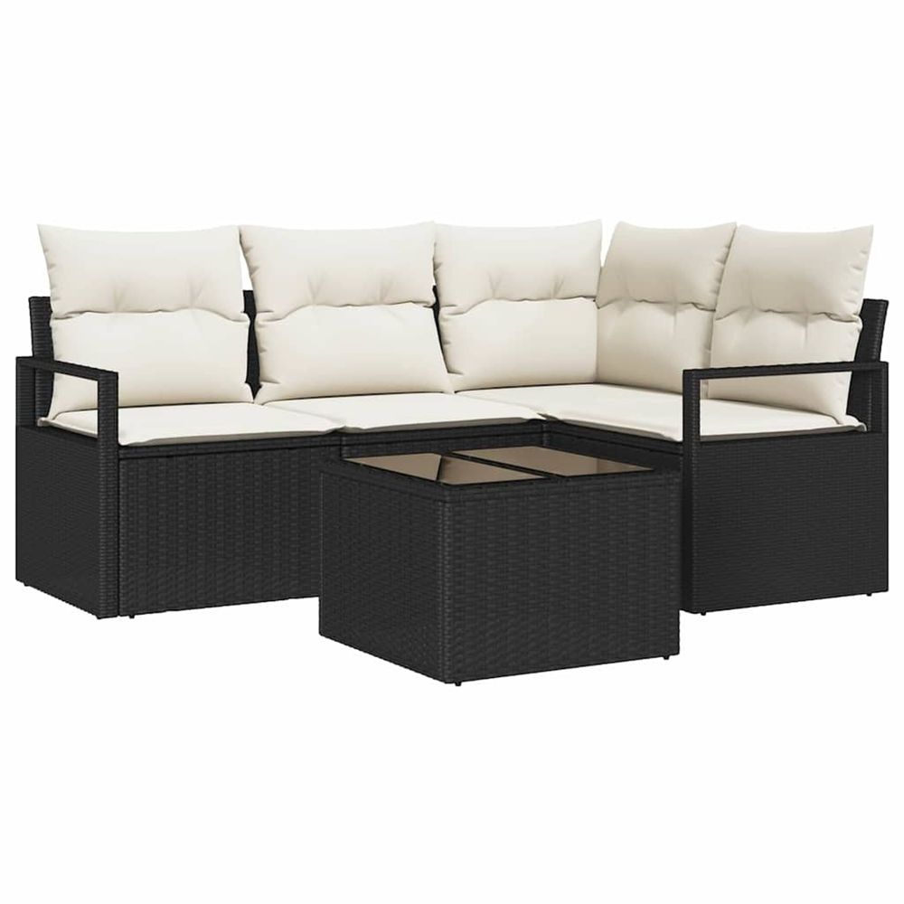 Ensemble de canapés 5 pc noir polyrotin