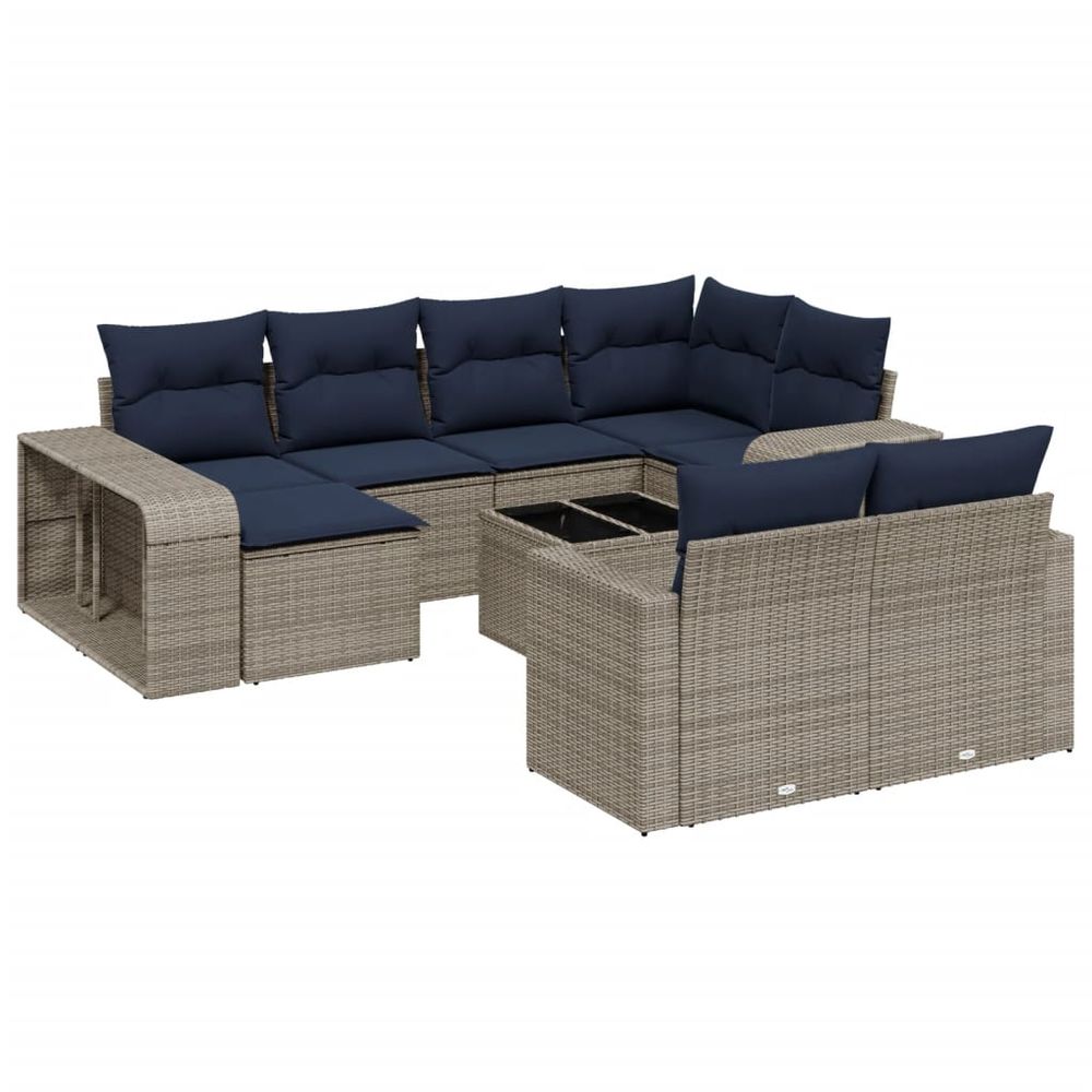 Ensemble de canapé de jardin 11 pcs avec coussins gris