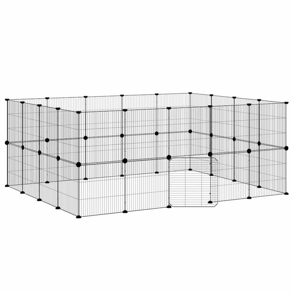 Cage animaux de compagnie à 36 panneaux et porte noir 175x140x70 cm
