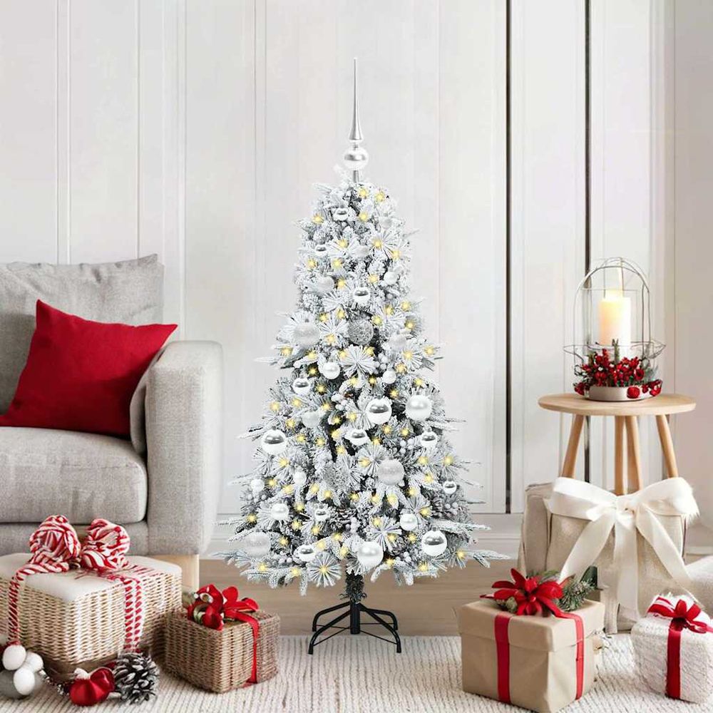 Sapin de noël artificiel 120 cm complet led 30m et 61 boules vert