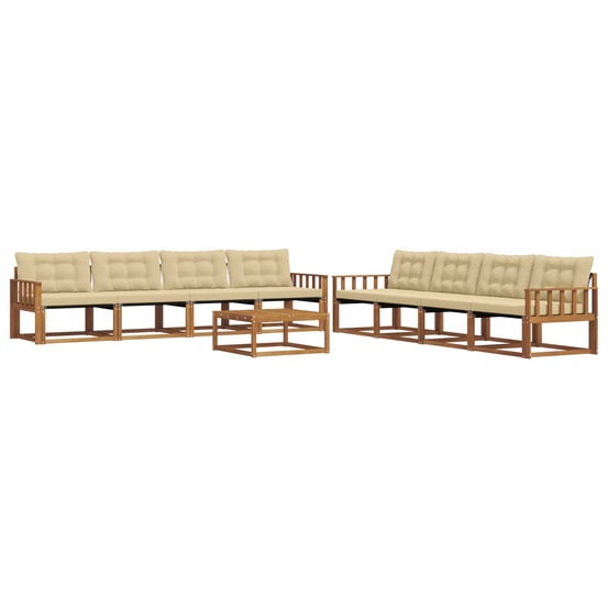 Ensemble de canapés d'extérieur 9 pcs naturel et beige
