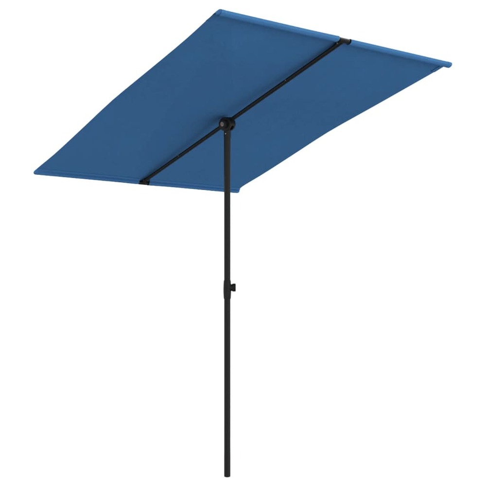 Parasol d'extérieur avec mât en aluminium 2 x 1,5 m bleu azuré