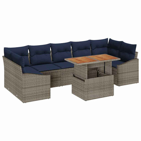 Ensemble de canapé de jardin 8 pcs gris poly rotin