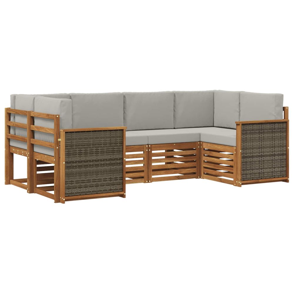 Ensemble de canapés d'extérieur 5 pc naturel et gris clair