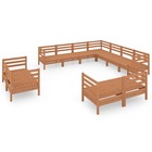 Salon de jardin meuble d'extérieur ensemble de mobilier 11 pièces bois de pin massif marron miel