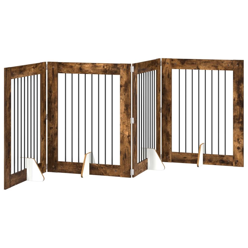 Porte de chien pliable avec supports 4 pc chêne fumé 321 cm