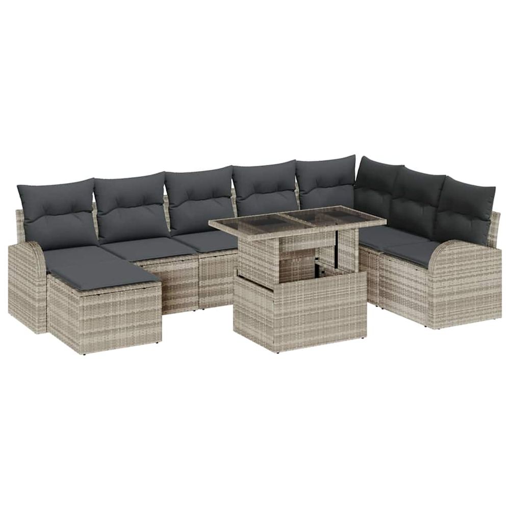 Ensemble de canapé de jardin 9 pc gris clair poly rotin