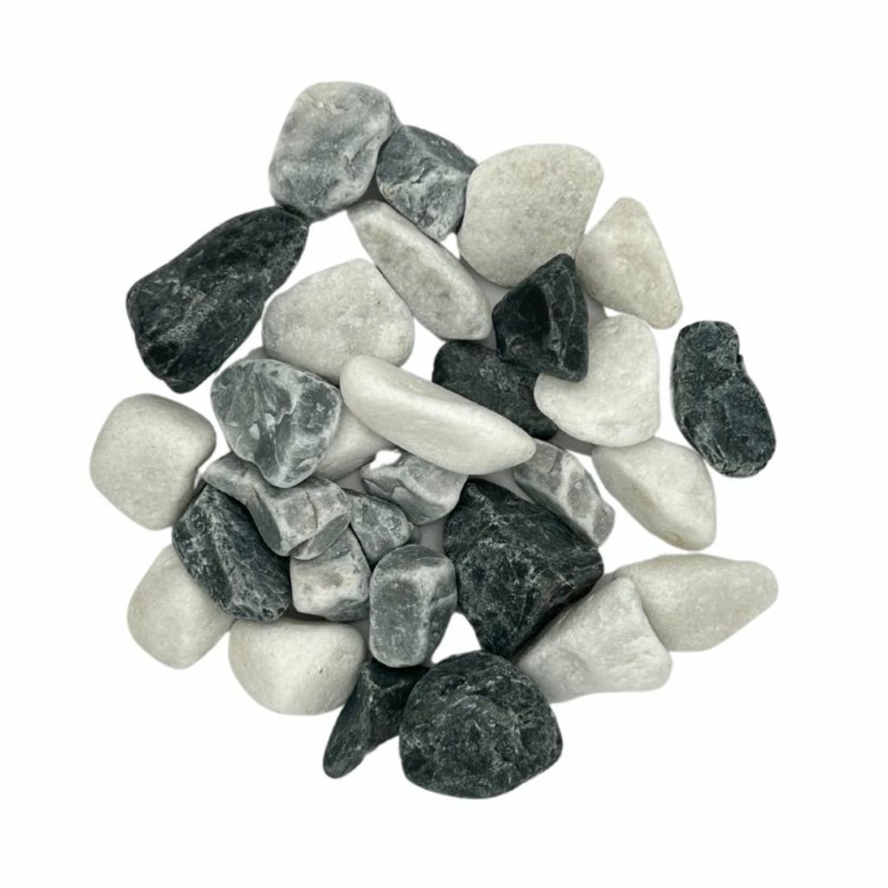Big bag de 0,75m³ (+/- 1000 kg) galet de marbre multicolore sombre (noir, blanc, gris) ø 12/18 mm - livraison premium