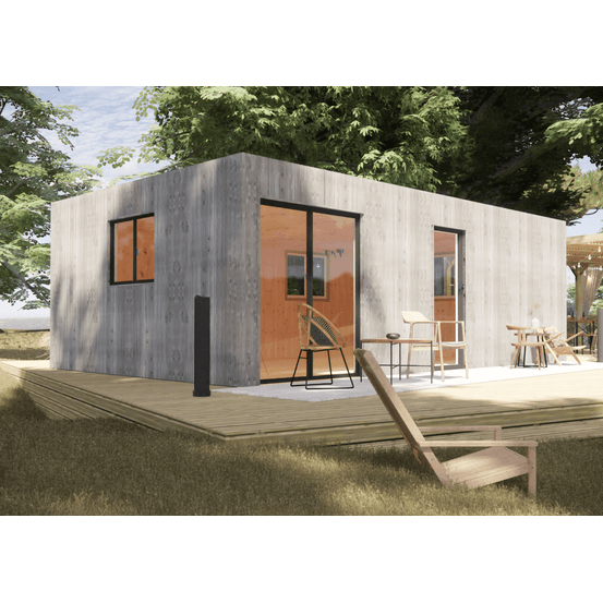 Bureau de jardin 4 saisons en bois 7,7 x 4,6 x 2,7 m / isolation re2020 avec plancher isolé / menuiseries alu k-line