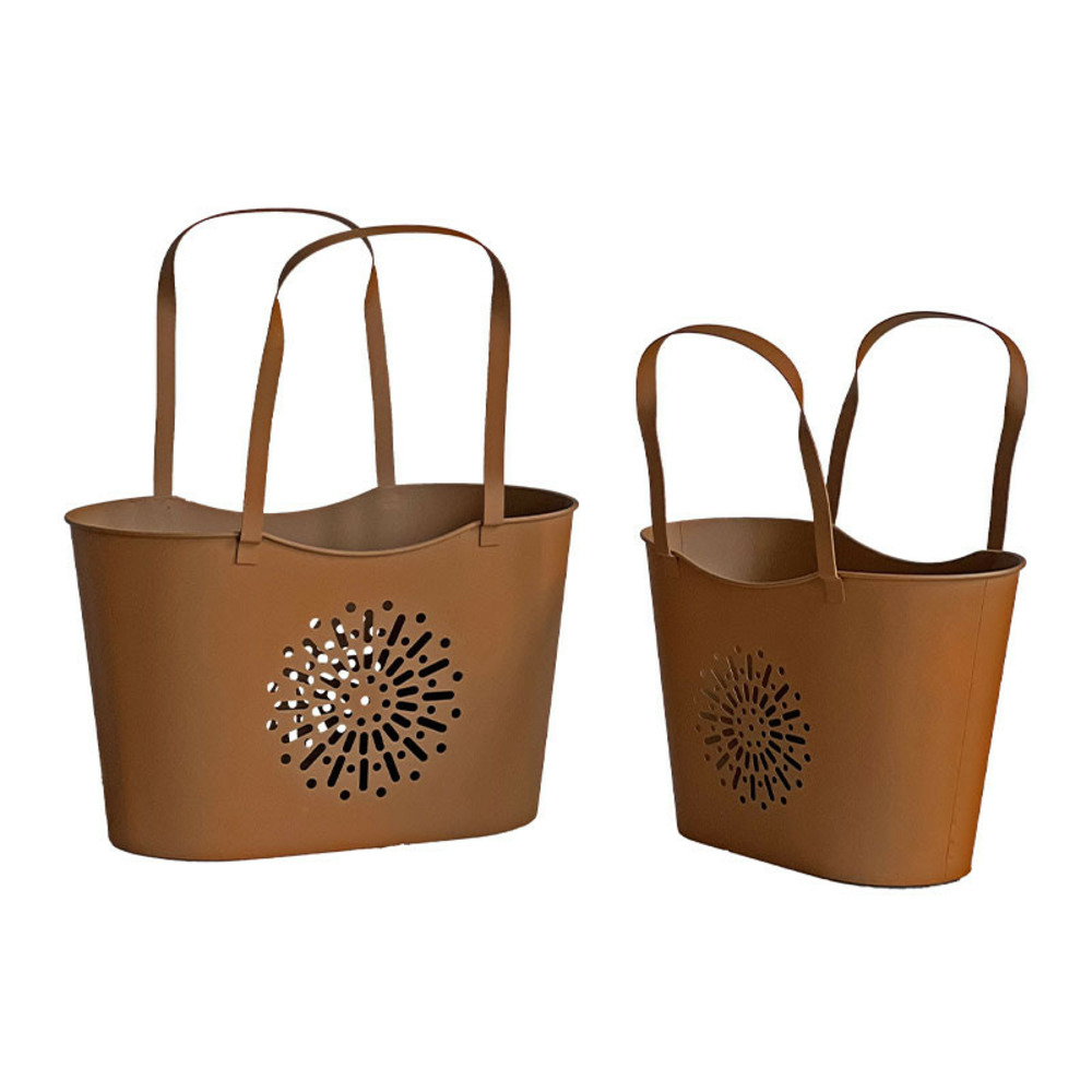 Ensemble 2 jardinières fer rouille 38x21x48cm