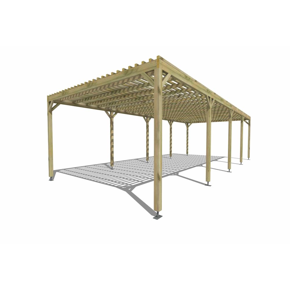 Pergola bois • 10m x 4m • indépendante • sens profondeur • lattage bois • livraison comprise