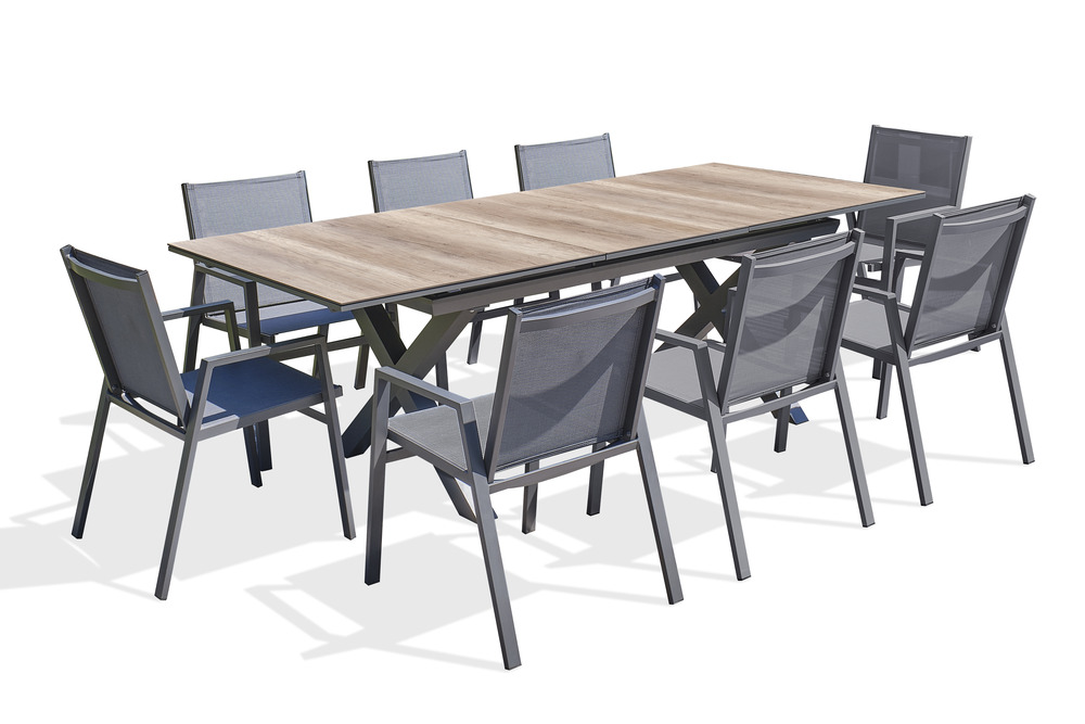 Ensemble repas floride 8 places en aluminium et hpl